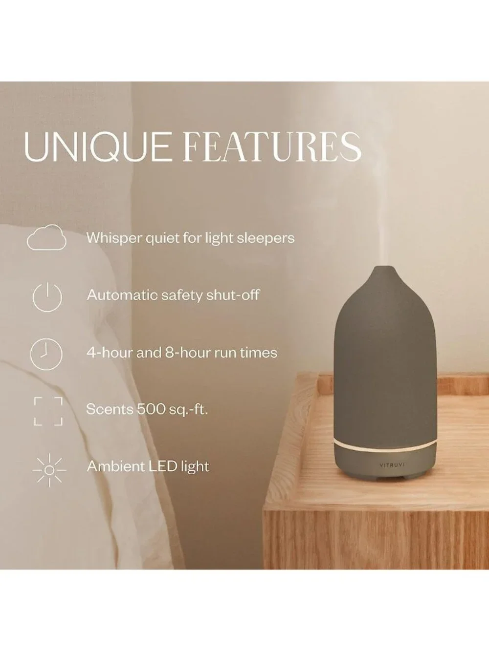VITRUVI Stone Diffuser in Charcoal With Box Home Scent Home